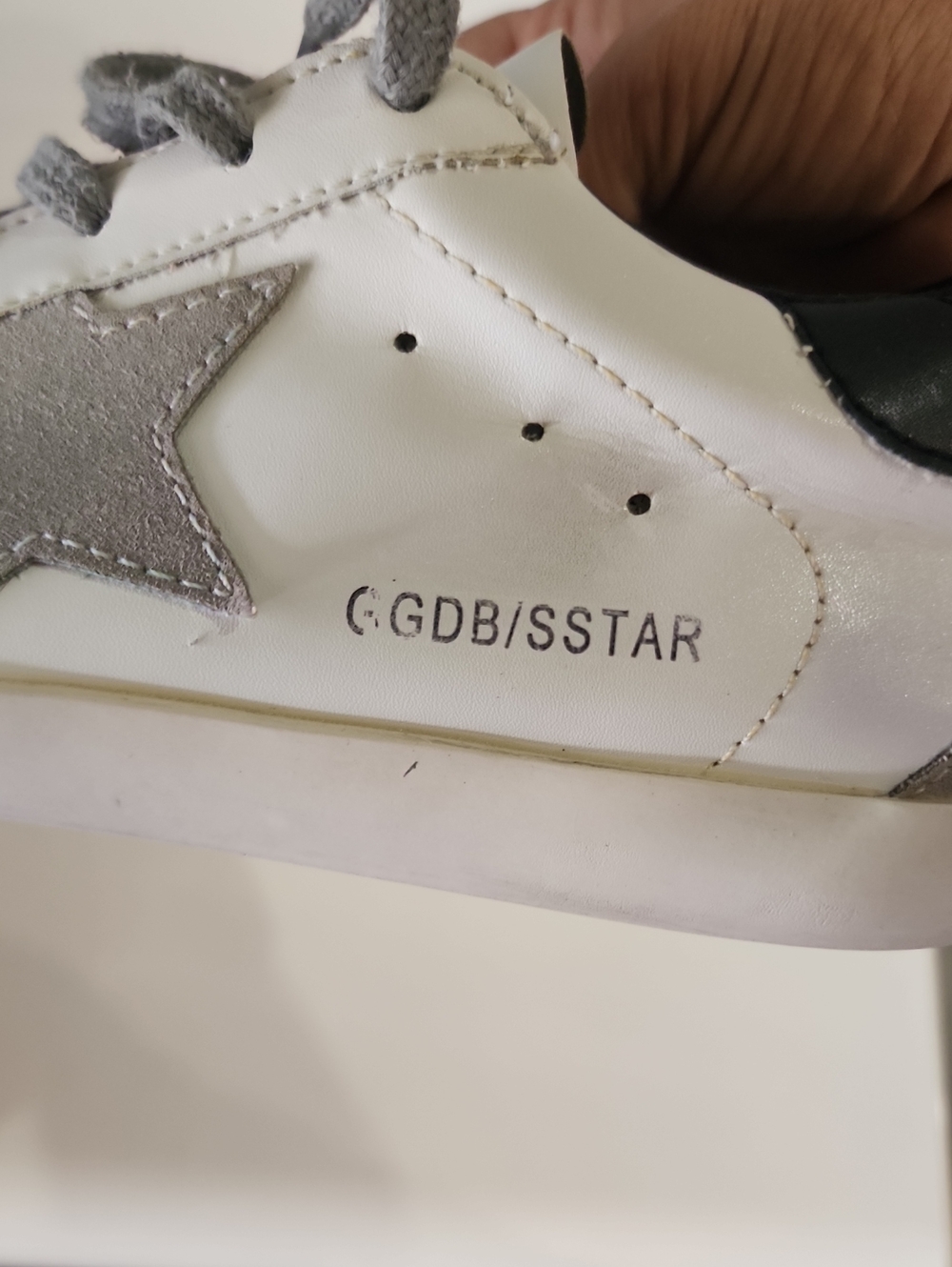 Golden Goose White Leather Sneakers with Gray Star Accent - Picture 14 of 15